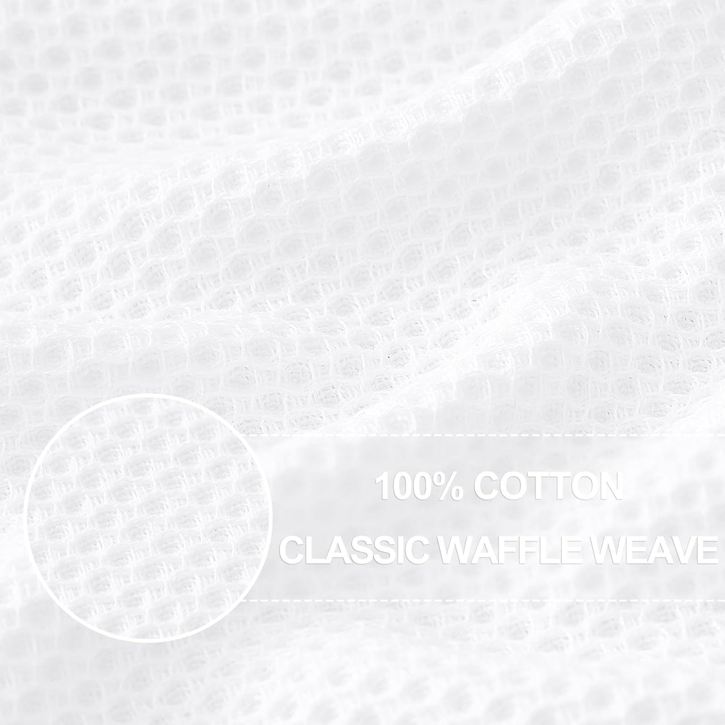 100% Cotton Waffle Weave Kitchen Dish Cloths, Ultra Soft Absorbent Quick Drying Dish Towels, 12 X 12 Inches, 6-Pack, White