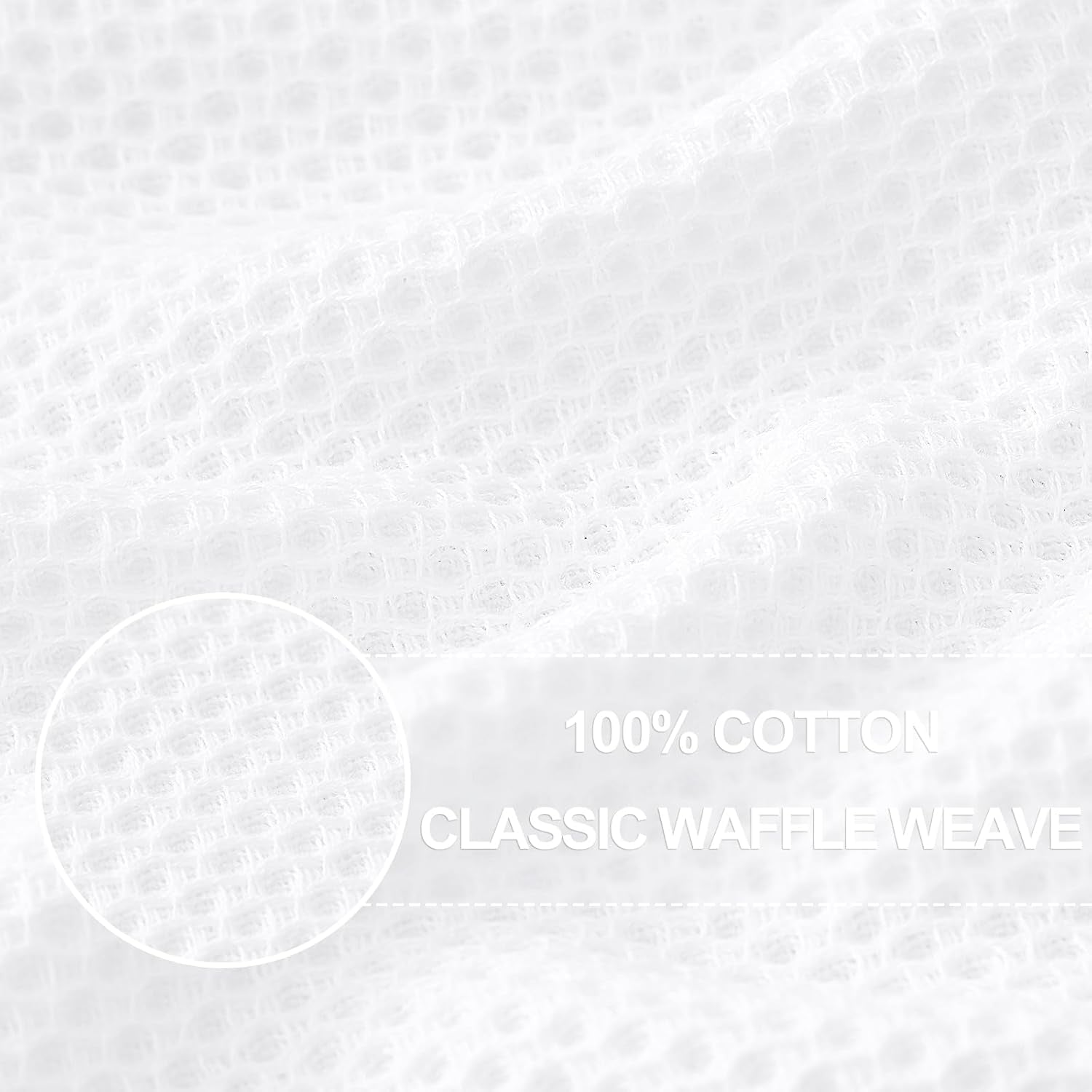 100% Cotton Waffle Weave Kitchen Dish Cloths, Ultra Soft Absorbent Quick Drying Dish Towels, 12 X 12 Inches, 6-Pack, White