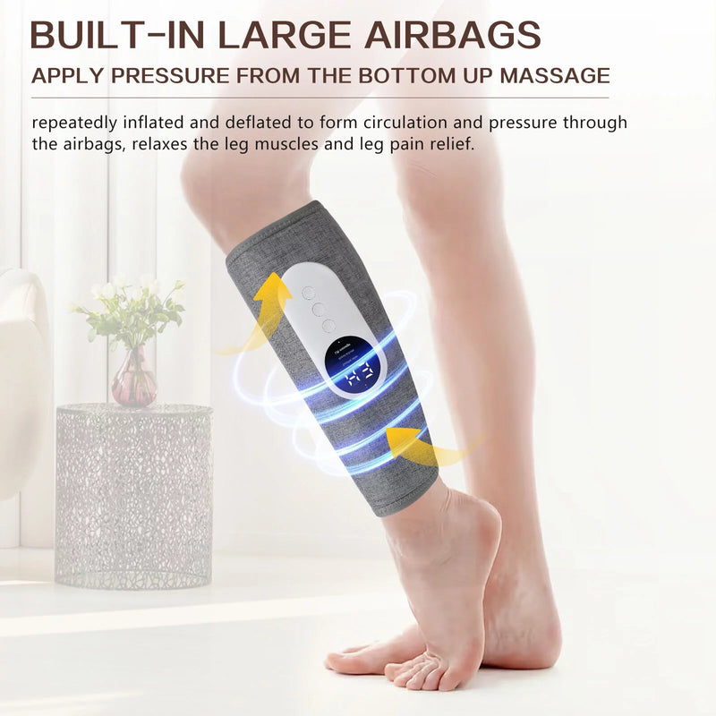 Leg Massager, Calf Air Compression Massager with Heat, Cordless Leg Massager for Circulation and Pain Relief, Calf Massager with 3 Intensities