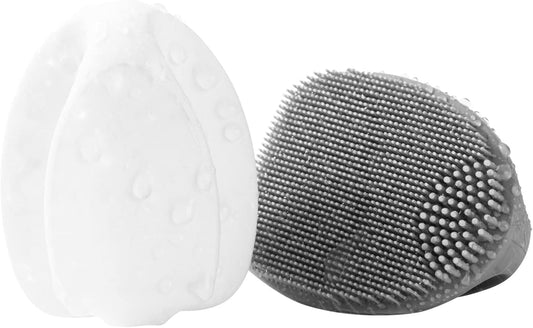 Face Scrubber,2Pcs Silicone Face Scrubber for Women Men,Face Scrubber Exfoliator Brush, Manual Facial Cleansing Brush,Exfoliating Face Scrubber for Sensitive Skin.(White+Gray)