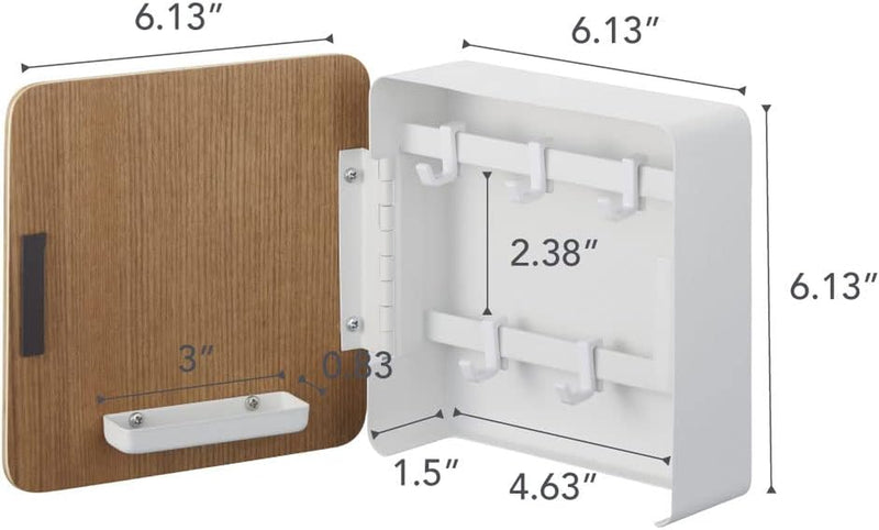Home Square Magnetic Cabinet Accented Keychain Organizer | Steel + Wood | Key Storage, One Size, Ash