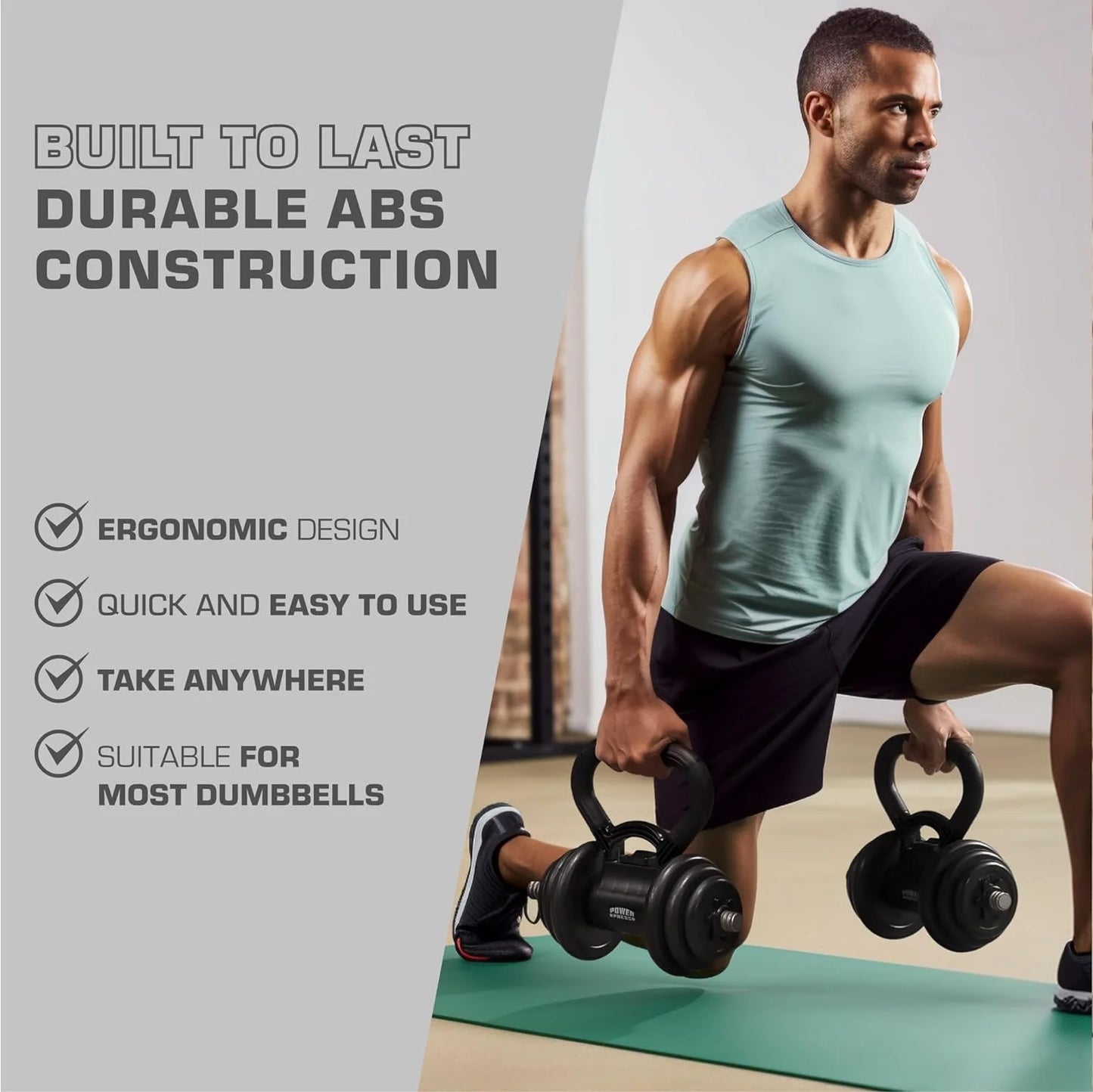 Powerpress Kettlebell Handle - Black Grip Attachment - Home Workout Accessory