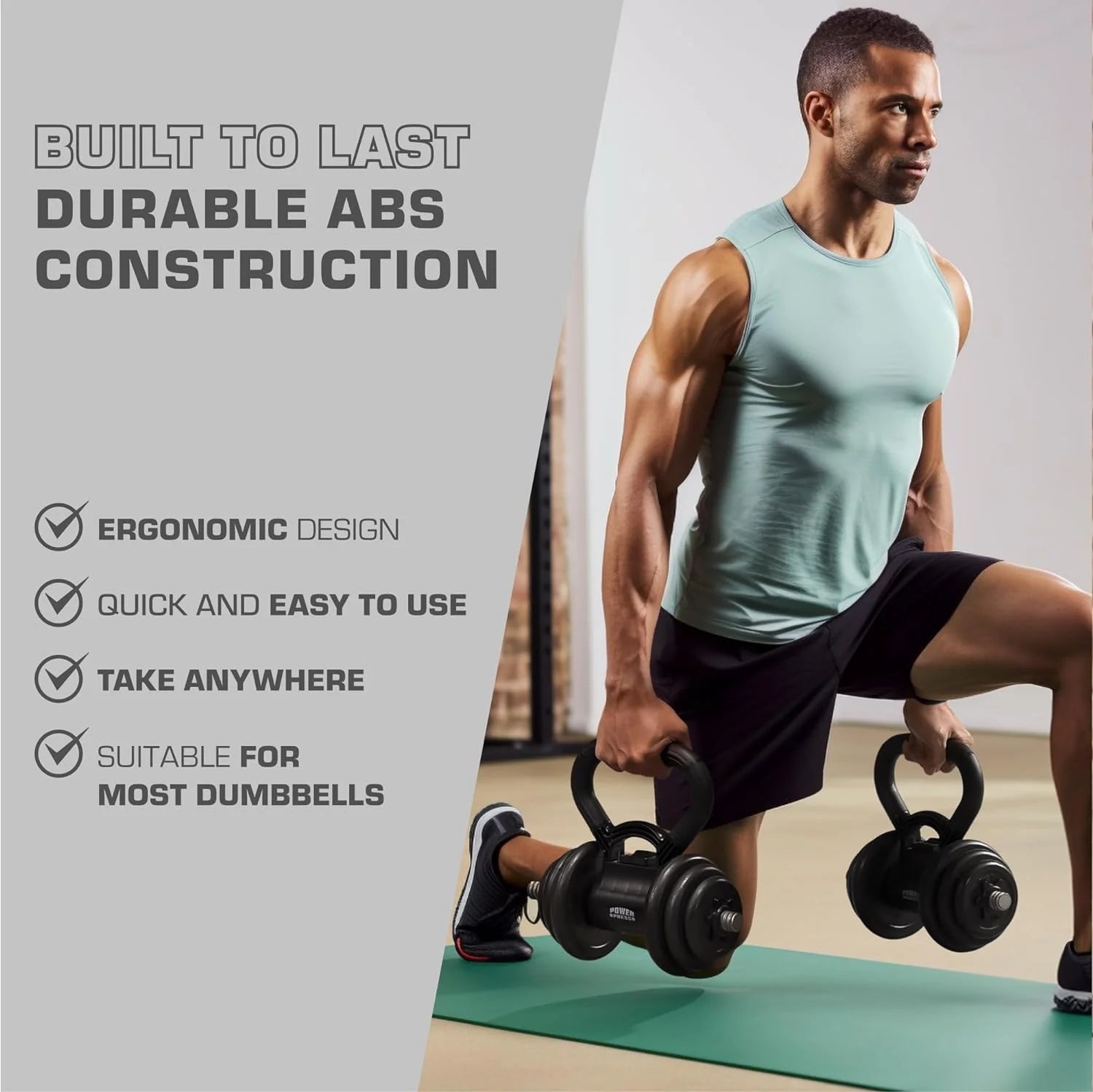 Powerpress Kettlebell Handle - Black Grip Attachment - Home Workout Accessory