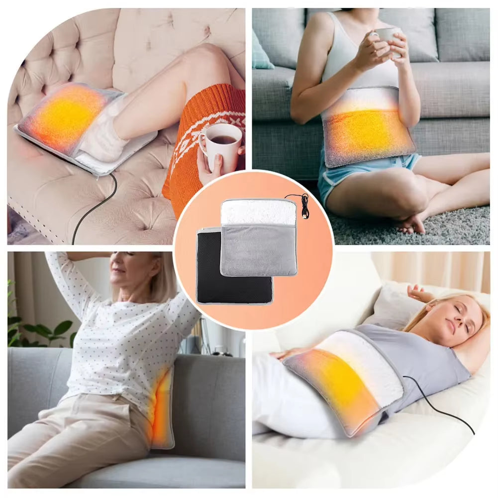 Household Feet Warmer Heater USB Soft Plush Thermal Blanket Feet Foot Warming Mat Heating Slippers for Home Office Bedroom