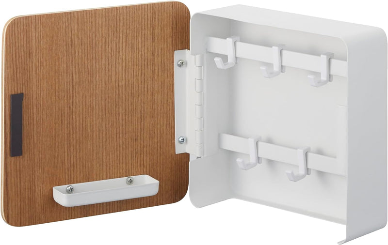 Home Square Magnetic Cabinet Accented Keychain Organizer | Steel + Wood | Key Storage, One Size, Ash