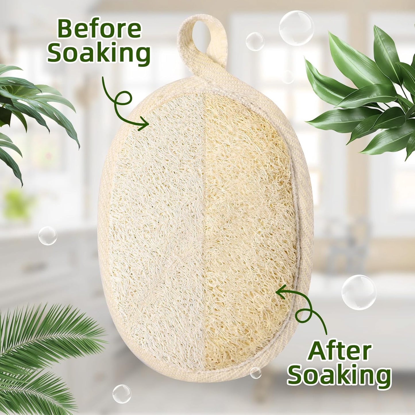 Natural Loofah Sponge Shower for Body, Loofah Exfoliating Body Scrubber, Shower Loofah Pack Bath Sponge Lufas for Women and Men