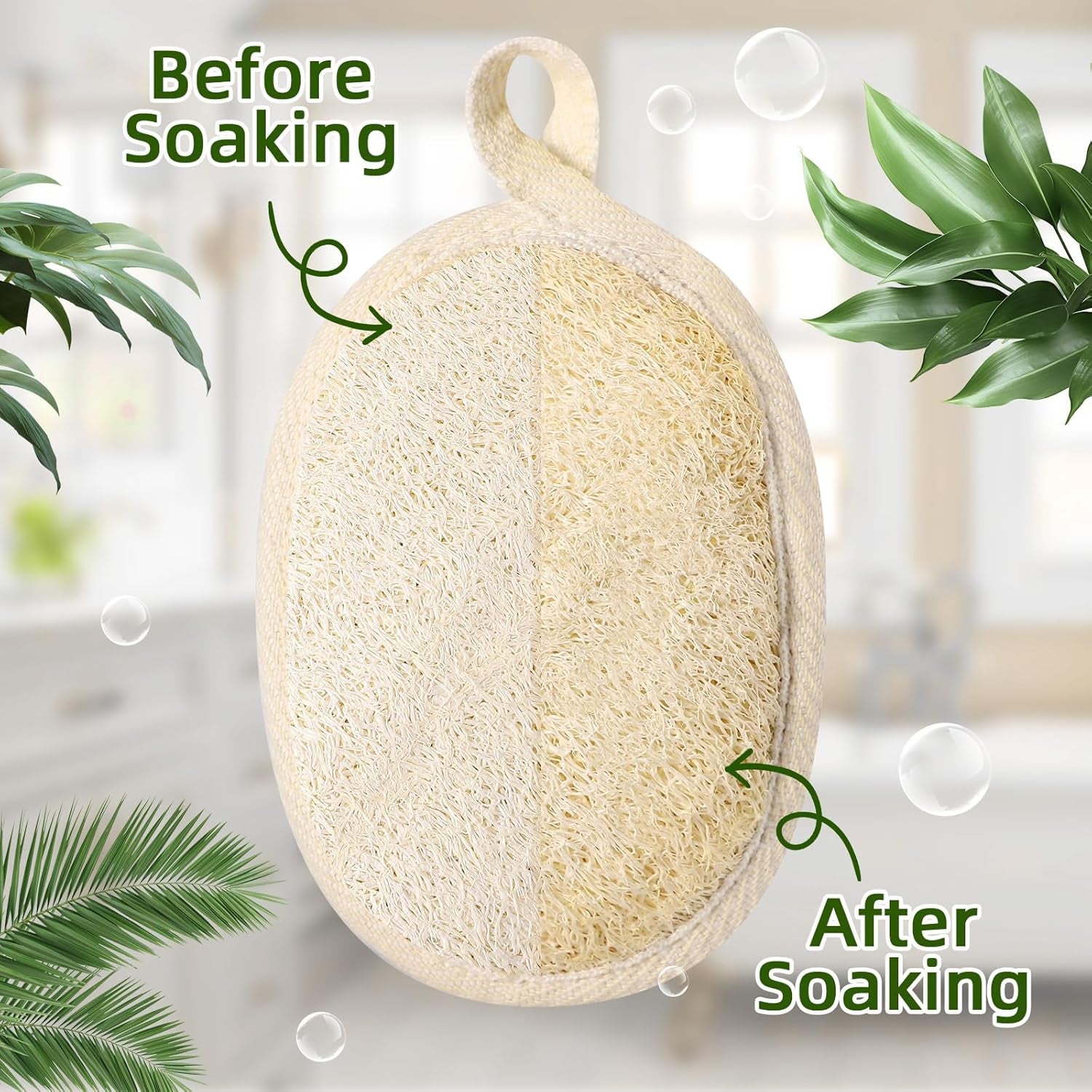 Natural Loofah Sponge Shower for Body, Loofah Exfoliating Body Scrubber, Shower Loofah Pack Bath Sponge Lufas for Women and Men
