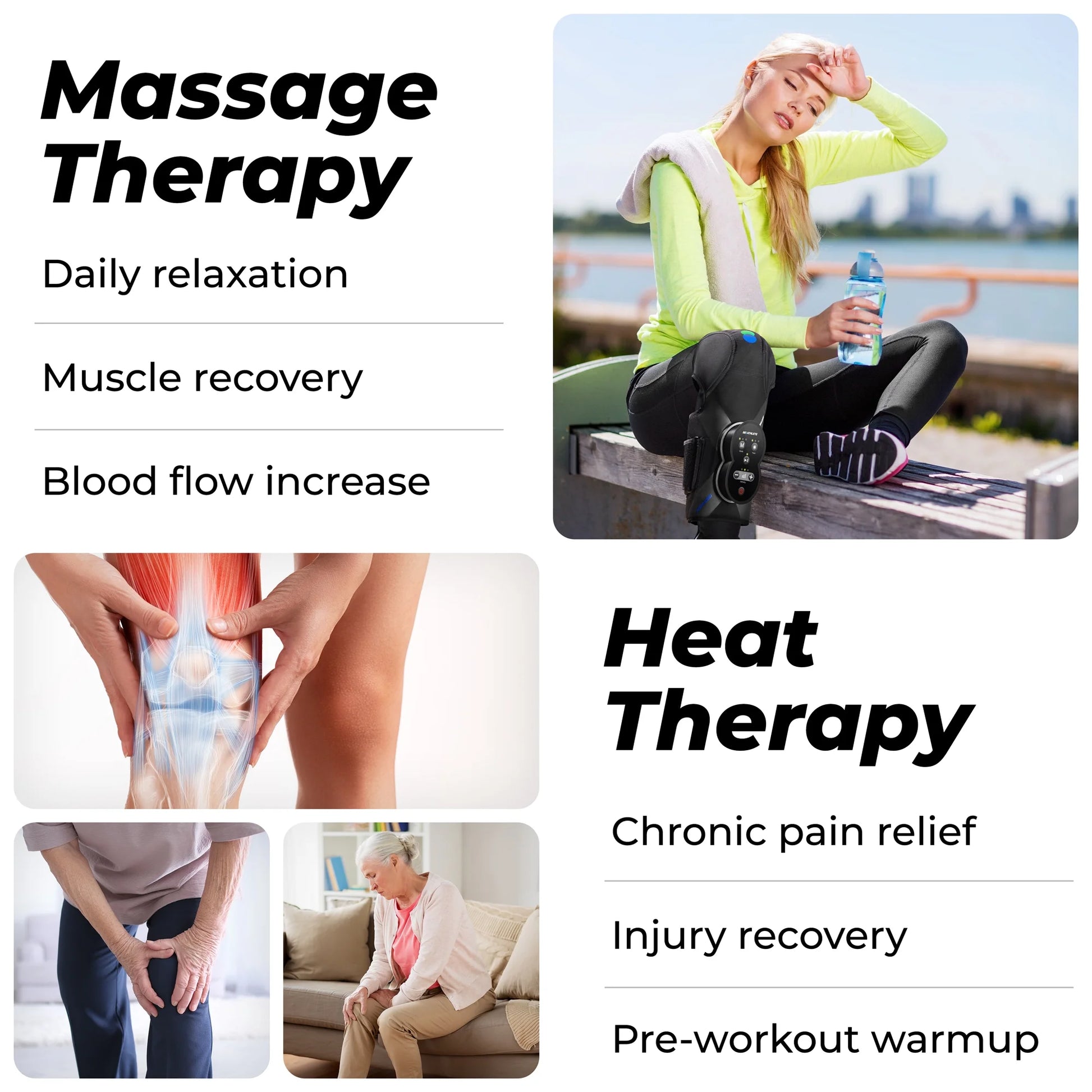 Xpress Knee Massager for Pain Relief Rechargeable, Portable | Leg Massager with Heat and Compression | Also Calf Massager or Thigh Massager | Massager for Circulation