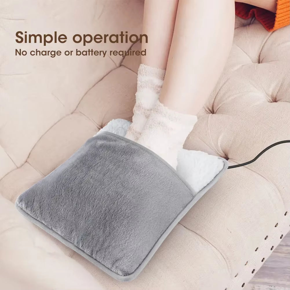 Household Feet Warmer Heater USB Soft Plush Thermal Blanket Feet Foot Warming Mat Heating Slippers for Home Office Bedroom