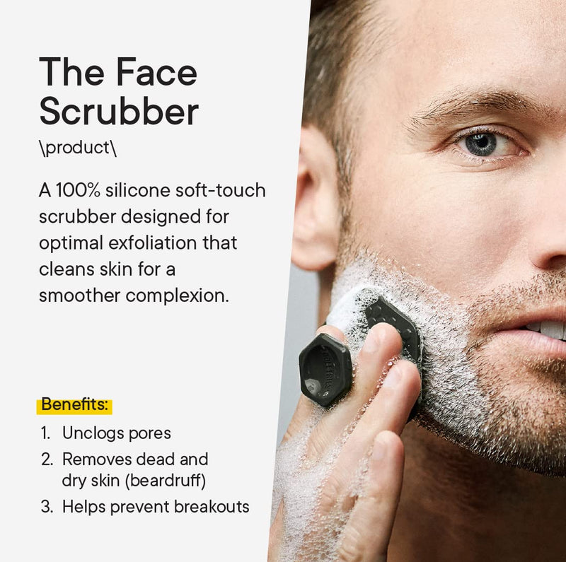- Men'S Face Scrubber - Premium Silicone Facial Cleansing Brush, Gentle Exfoliator Pad & Soft-Touch Massager - Removes Dead & Dry Skin - Long Lasting Shower Accessories - Charcoal