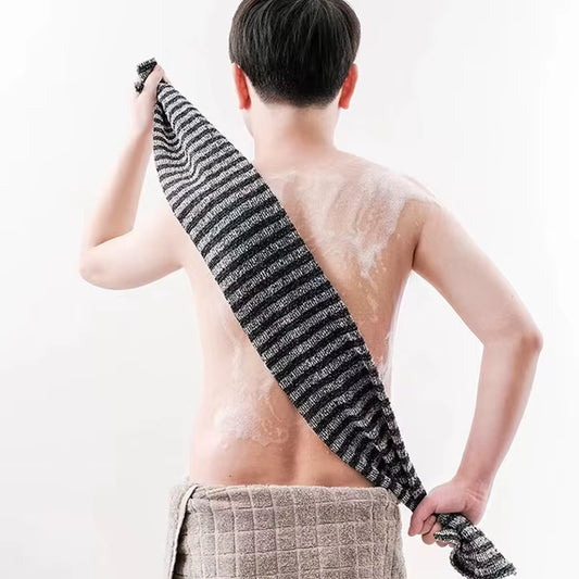 Long Strip Shower Towel, Striped Scrub Bath Towel, Body Cleaning Bath Towel, Back Towel