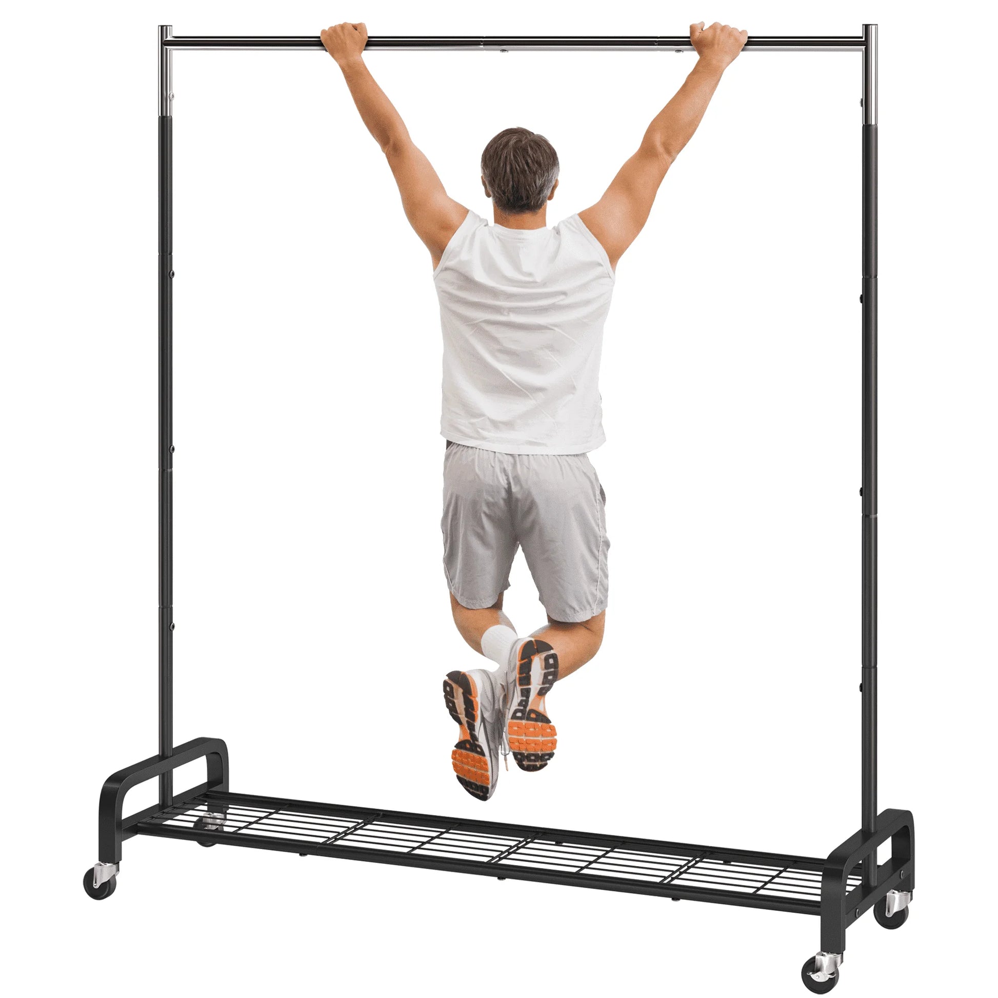 400 Lbs Heavy Duty Rolling Clothes Rack with Wheels, Portable Closet Organizer for Hanging Garment Rack