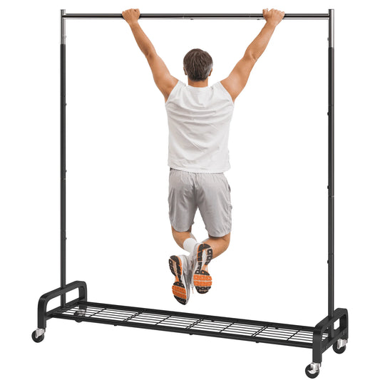 400 Lbs Heavy Duty Rolling Clothes Rack with Wheels, Portable Closet Organizer for Hanging Garment Rack